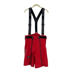 Descente Men's Red Half Pants w/suspenders ski pants size ~34-36